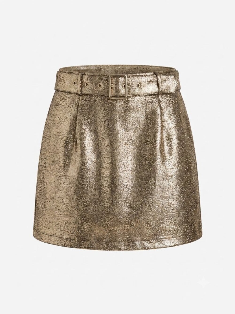 Superdown Gold Metallic Belted Mini Skirt XS